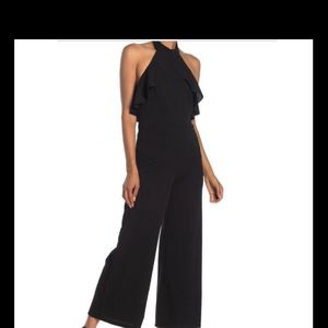 Bebe halter ruffled jumper jumpsuit